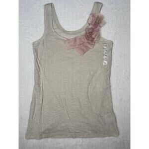 Old Navy Deadstock Pink Bow Beige Layering Tank sz XS Balletcore Feminine